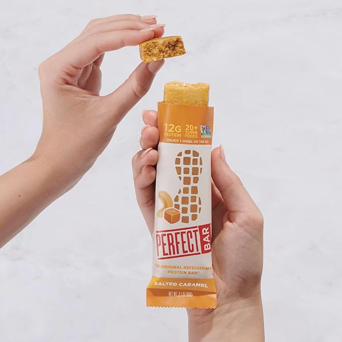 Perfect Bar Original Refrigerated Protein Bar Salted Caramel 2.2 Ounce Bars 8 Count (Pack of 3)