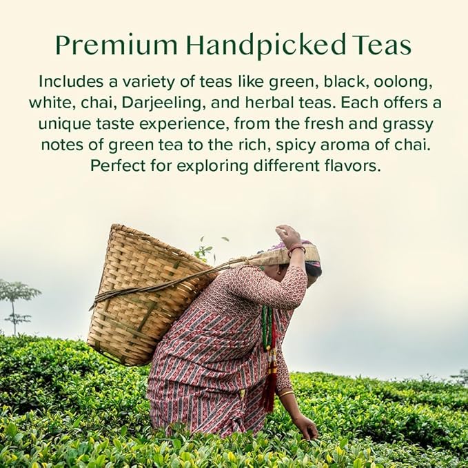 VAHDAM World Top 20 Favourites Tea Sampler Set | Loose Leaf Tea (100+ Cups) | Tea Variety Pack with Green Herbal Black &amp Chai Brew | Vacuum Sealed For Freshness | Brew Hot &amp Cold