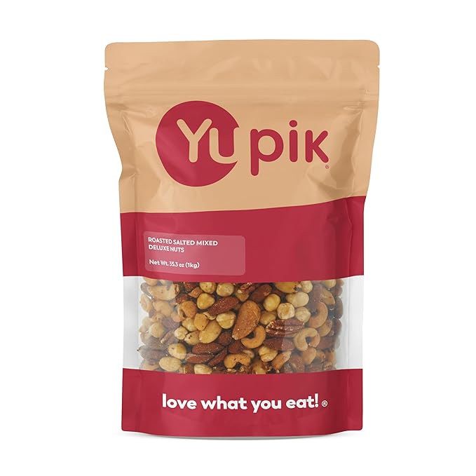 Yupik Deluxe Roasted Salted Nut Mix 2.2 lb (35.2 oz) Vegan Gluten Free Cholesterol Free A Blend of Cashews Brazil Nuts Hazelnuts &amp Pecans Healthy Snacks