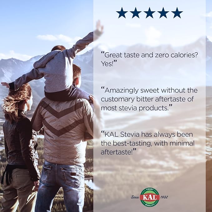 KAL Sure Stevia Extract Powder Low Carb Plant Based Stevia Sweetener Great Taste Zero Calories Zero Sugar Low Glycemic &amp Perfect for a Keto Diet 60-Day Guarantee Approx. 1820 Servings 3.5