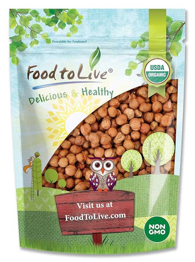 Food to Live Organic Hazelnuts 2 Pounds – Non-GMO Raw Filberts Whole Shelled Unsalted Kosher Vegan Bulk. Crunchy Wholesome Snack. Great for Baking Trail Mixes