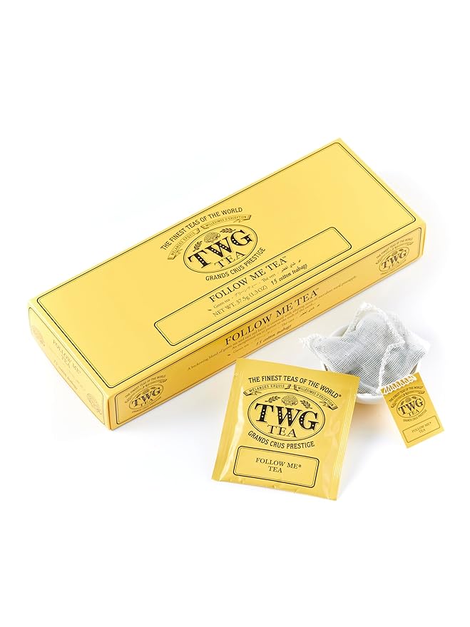 TWG Tea | Follow Me Tea | Green Tea | Ginseng &amp Pineapple | 15 Hand Sewn Cotton Teabags | Gift Set