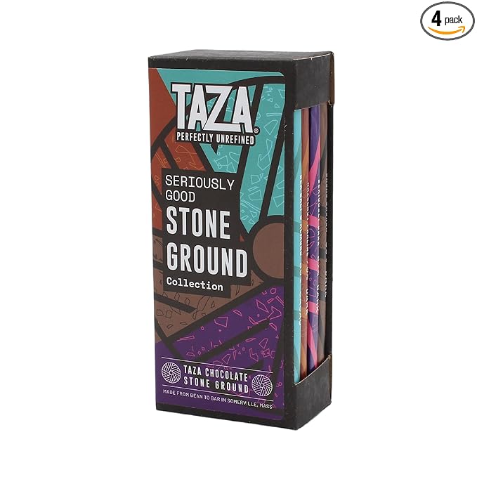Taza Chocolate Organic Seriously Good Dark Chocolate Bar Variety Pack Bundle 2.5 oz (4 count) Vegan