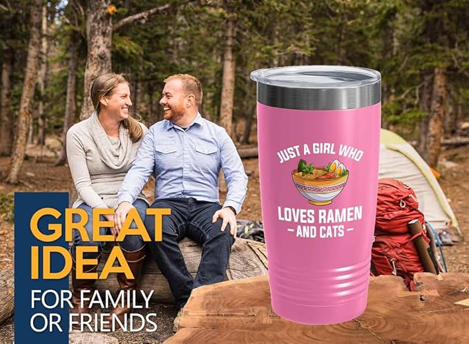 Ramen Lover Pink Edition Tumbler 20oz - Just a girl who loves - Food Lovers chicken pumpkin vegan pantry spicy noodles