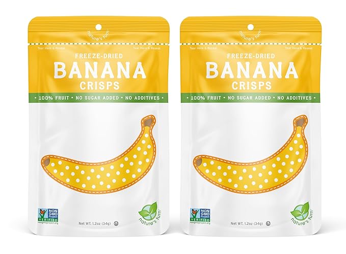 Nature’s Turn Freeze-Dried Fruit Snacks Strawberry and BananaCrisps Pack of 4 (1.2 oz Each)