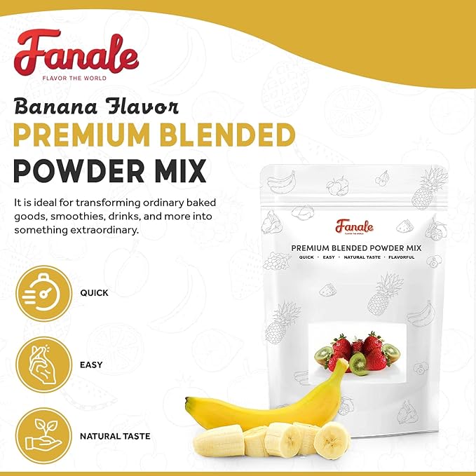 Fanale Premium Banana Bubble Tea Flavoring Powder | Perfect for Baking Smoothies Desserts and Drinks | Instant Flavoring Powder for Boba Milk Tea - 2.2 Pounds (Pack of 20)