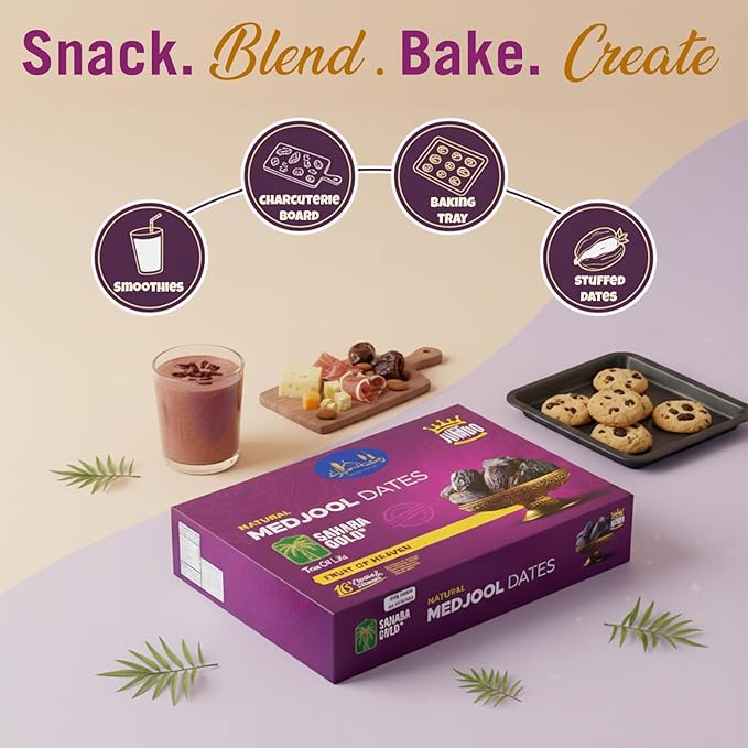 Sahara Gold Medjool Dates - Whole Sticky Gluten-Free Natural Sweet Non-Pitted Dates Medjool - Soft Plump High Fiber Fruit Perfect For Ramadan Snacking Jumbo Pack 11 Lb (5 kg)