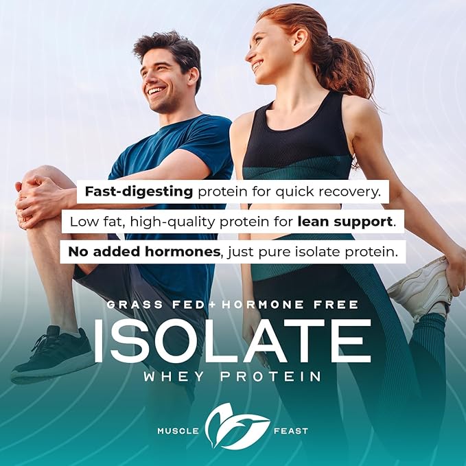 Muscle Feast Grass-Fed Whey Protein Isolate All Natural Hormone Free Pasture Raised Whey Isolate Protein Powder for Men and Women Clean Gluten-Free Delicious Isolate Protein - Raspberry 2lb