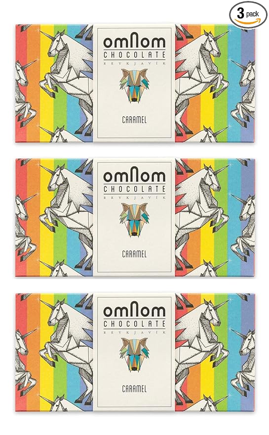 OmNom Caramel + Milk Pride Bar | Icelandic Bean To Bar Chocolate by OMNOM CHOCOLATE REYKJAVIK | 3 x 60g Bar