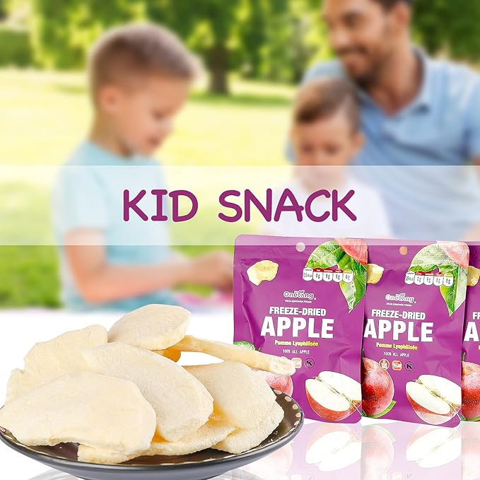 ONETANG Freeze-Dried Fruit Apple Chips 10 Pack Single-Serve Pack Non GMO Kosher No Add Sugar Gluten free Vegan Holiday Gifts Healthy Snack 0.35 Ounce