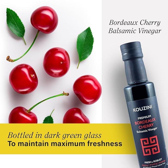 Kouzini Ultra Premium Bordeaux Cherry Balsamic Vinegar Aged Balsamic Vinegars from Modena Italy Premium Smooth &amp Full-Bodied Flavor 250ml Bottle