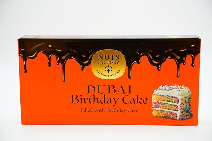 Nuts Factory – Dubai Chocolate Bars – Birthday Cake Flavor– Pack of 2 (Full Size Birthday Cake)