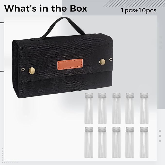 Foldable Spice Kit For Bbq 10 Jars And Portable Bag 4.7 X 2.8 X 9.1 In Travel Friendly For Camping