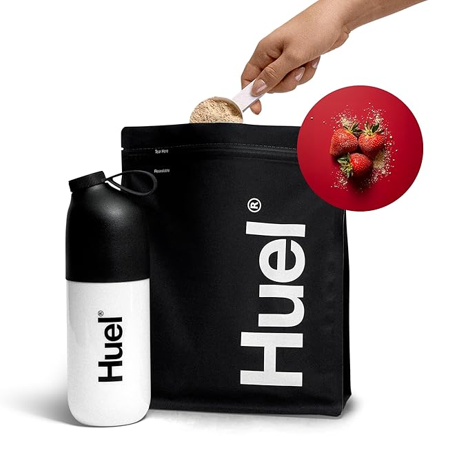 Huel Black Edition | Strawberry 40g Vegan Protein Powder | Nutritionally Complete Meal | 27 Vitamins and Minerals Gluten Free | 17 Servings
