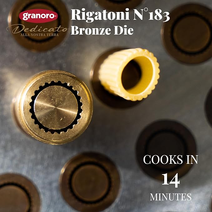 Granoro Dedicato Rigatoni #183 -Authentic Italian Pasta Made from 100% Puglia Durum Wheat Semolina Bronze Die Non-GMO Vegan 1 lb Bags (Pack of 3)