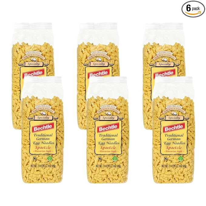 Bechtle Spaetzle Bavarian Style Egg Noodles - Traditional German Pasta Authentic Imported from Germany Cage-Free Eggs &amp Durum Wheat Semolina Non-GMO Kosher (17.6oz Pack of 6)