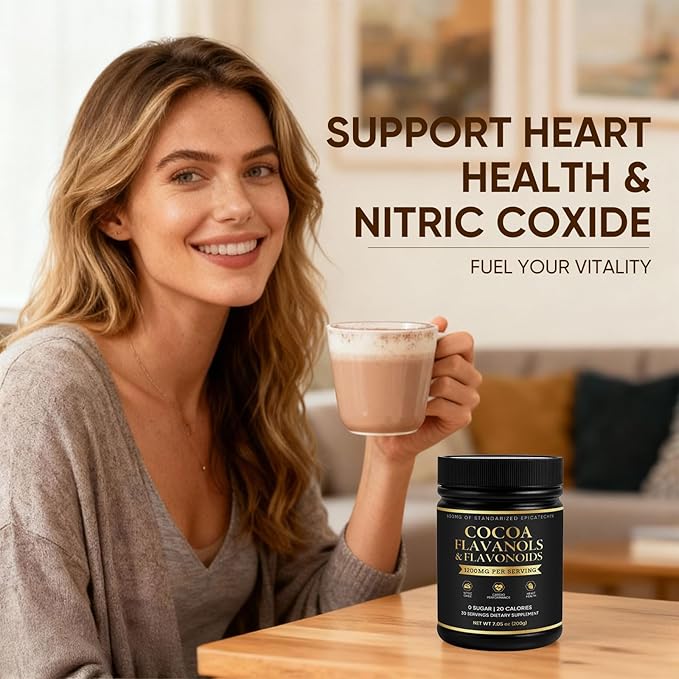 High Flavanol Cocoa Powder | 1200mg per Serving with Cocoa Flavanols Flavonoids &amp 600mg Epicatechin | Improve Circulation Energy Supports Heart Health &amp Brain Function | 150g