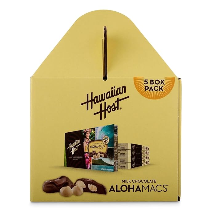 Hawaiian Host Alohamacs Milk Chocolate Covered Macadamia Handy Pack 5 pack Gift Box