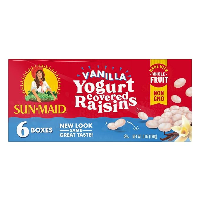 Sun-Maid • Yogurt Raisins Variety Pack (Pack Of 30) Vanilla (Pack Of 18) Chocolate (Pack Of 12) Dried Fruit Non-GMO Healthy Lunch Box Snack