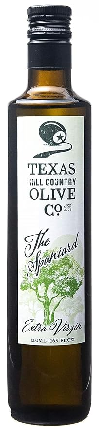 Texas Hill Country Olive Co Spaniard Extra Virgin Olive Oil - Cold Pressed EVOO Gourmet Olive Oil - Rich &amp Fruity - Perfect for Finishing &amp Dressing - Award Winning &amp Made in Texas (16.9 F