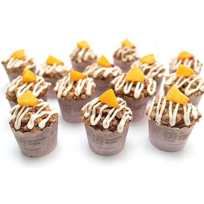 CrumbleCrate Peaches and Cream Muffins DIY Baking Kit | Gourmet Muffin Making Set | Pre-Measured Ingredients &amp Baking Tools for Adults