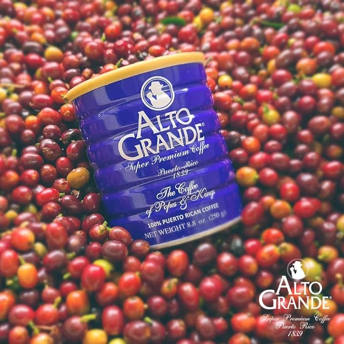 Alto Grande Super Premium Coffee Ground Single Origin Puerto Rico 8.8 Ounce Canister (Pack of 2)