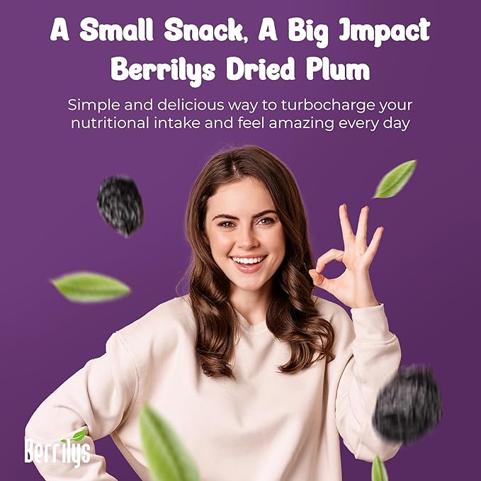 Berrilys Premium Dried Plums 3 lb (48 oz) – Naturally Sweet &amp Juicy Pitted Prunes No Added Sugar Non-GMO Gluten-Free Rich in Fiber &amp Antioxidants – Perfect Healthy Snack &amp Baking Ingre
