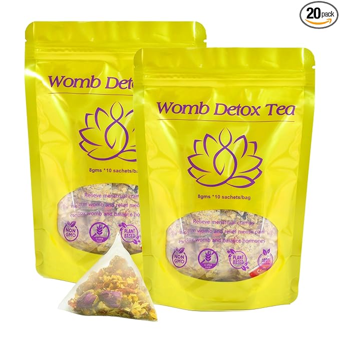 Aromlife Natural Womb Detox Tea Uterus Herbal Tea for Menstrual Uterus Detox &amp Cleanse with Natural Ginger Root Pcos Hormone Balance Tea Help for Ovary and Uterus Clean