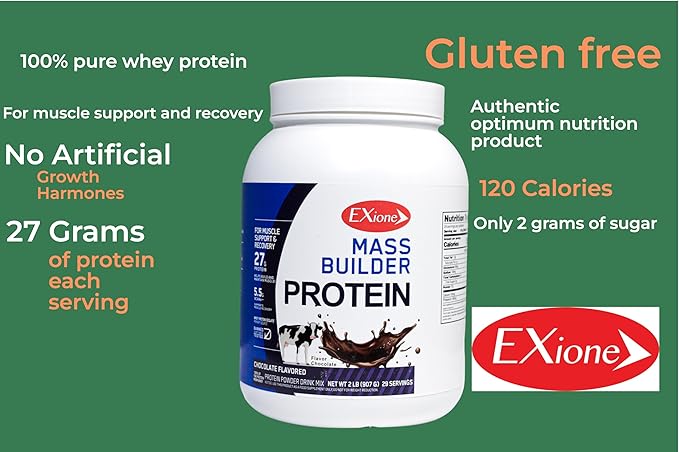Mass Gainer Whey Protein Supplement Optimum Nutrition Muscle Builder Vanilla Flavor Organic Gluten Free Exione 27g Pure Powder Sports Recovery