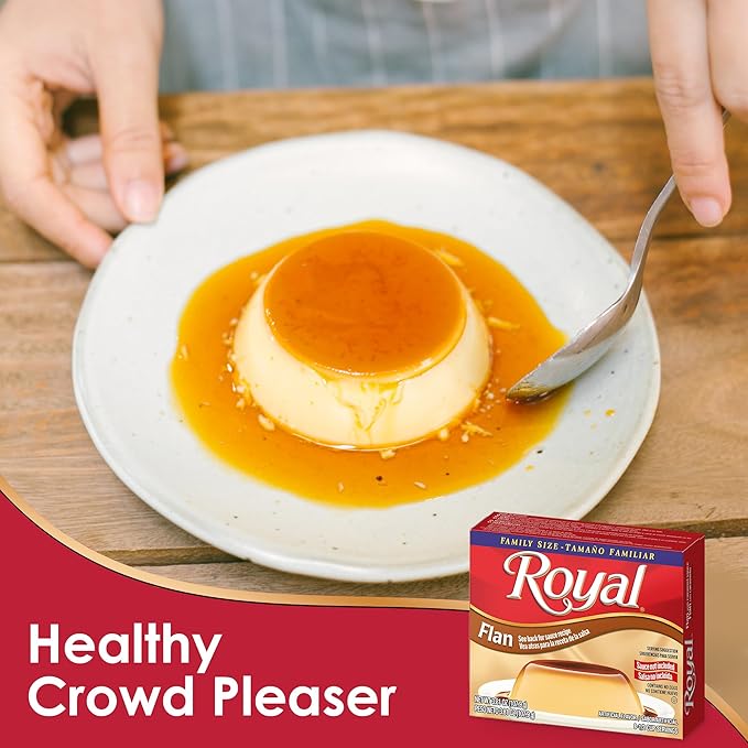 Royal Bilingual Flan Dessert Mix Family Size Fat Free 3.81 Ounce (Pack of 12)