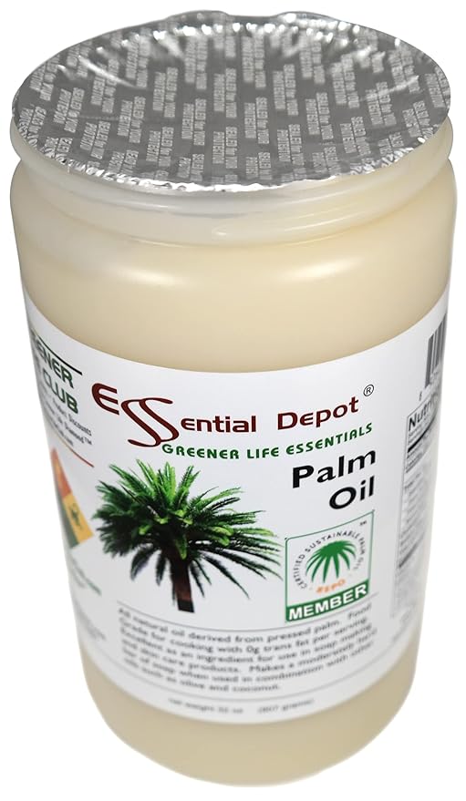 Essential Depot Palm Oil - 1 Quart - 32 oz - RSPO Certified - Sustainable - Food Grade - Kosher - Not Hydrogenated - Safety Sealed HDPE Container with Resealable Cap
