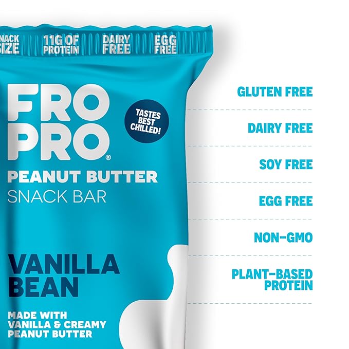 FROPRO Plant Protein Snack Bars - Plant Based Protein Bars All-Natural Gluten Dairy &amp Soy Free High Protein Bars with Low Calories | Vanilla 24 Pack