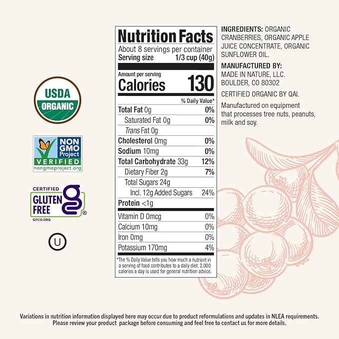 Made In Nature Organic Dried Cranberries 12 Ounce (Pack of 2) – Sweetened with Apple Juice Non-GMO Unsulfured Gluten Free