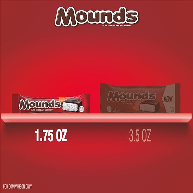 MOUNDS Dark Chocolate and Coconut Candy Bars 1.75 oz (36 Count)