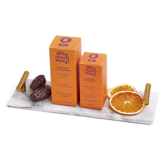 Orange Zest Chocolate Truffles | Low in Refined Sugar Made With Dates and Real Nut Butters | Healthy On-the-go Snack | 4 Truffles/Box 16 Truffles