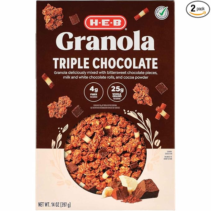 H‑E‑B Triple Chocolate Granola 14 oz 2 Boxes