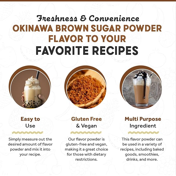 Fanale Premium Okinawa Brown Sugar Bubble Tea Flavoring Powder | Perfect for Baking Smoothies Desserts and Drinks | Instant Flavoring Powder for Boba Milk Tea - 2.2 Pounds (Pack of 20).