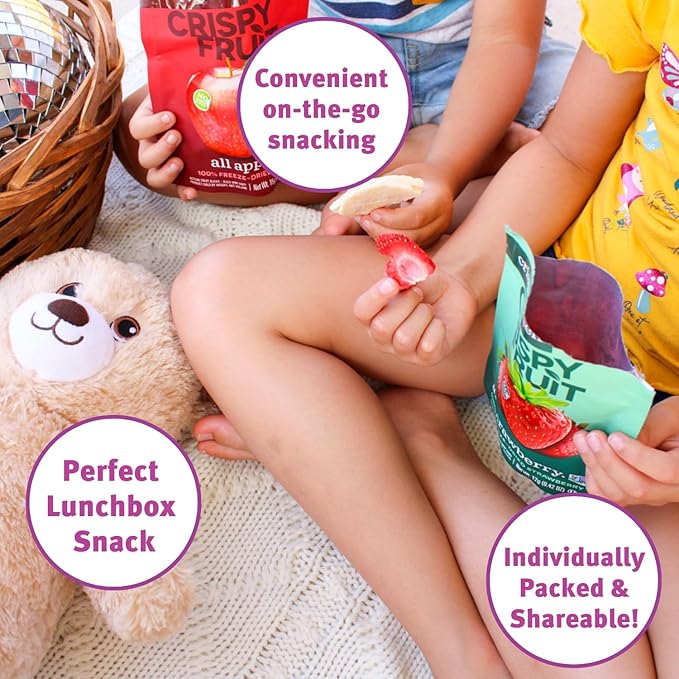 Crispy Green Freeze-Dried Fruit Snacks Favorite Flavors Variety Pack Pack of 16 100% Pure Fruit All-Natural No Added Sugar Single-Serve Bags for Healthy Snacks &amp School Lunches
