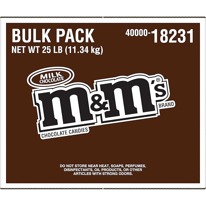 M&ampM's M&ampMs Milk Chocolate Candy 25lb Bulk Box 25 Ounce