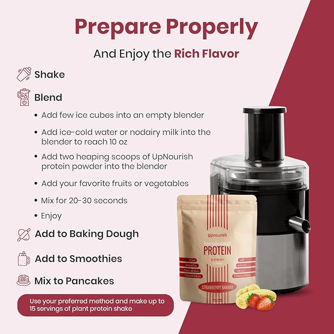 UpNourish Strawberry Banana Vegan Protein Powder 54 Superfoods Powder1.5 Billion CFU Probiotics 21g Plant Based ProteinNo Sugar No Dairy No GMO Dairy FreeMeal Replacement Shake Keto-Friendly Low-Ca