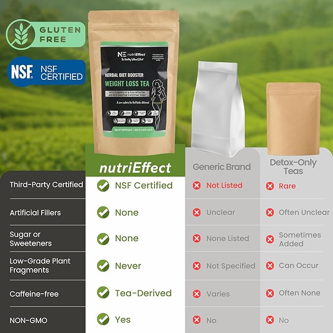 nutriEffect Detox Tea for Digestion &amp Bloating Support – Herbal Weight Loss Tea &amp Slim Tea Blend for Women &amp men | Daily Wellness Tea for Weight Management