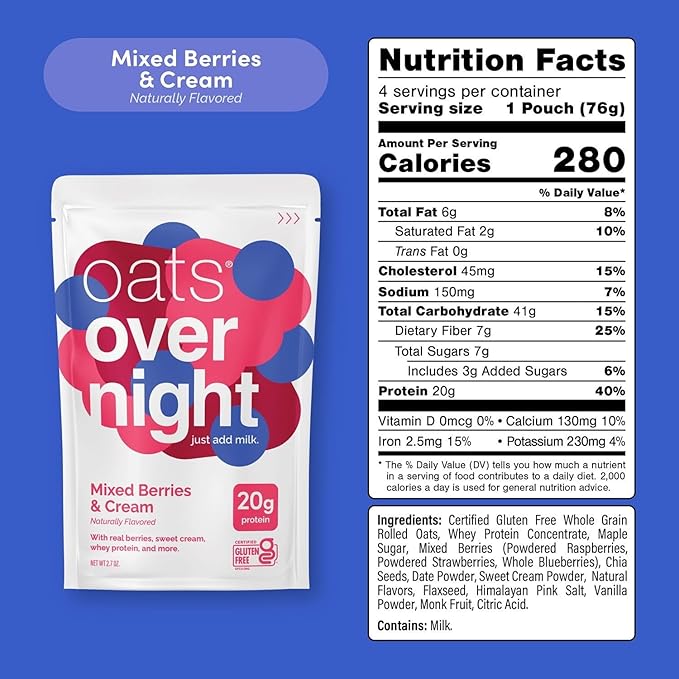 Oats Overnight High Protein Oatmeal Shake Variety Pack 8 pk.