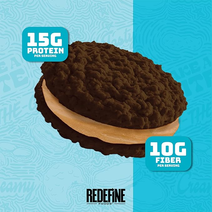 Redefine Foods Oatmeal Protein Pie SKIPPY Chocolate - 8 Count - 15g of Protein Per Serving - Non-GMO