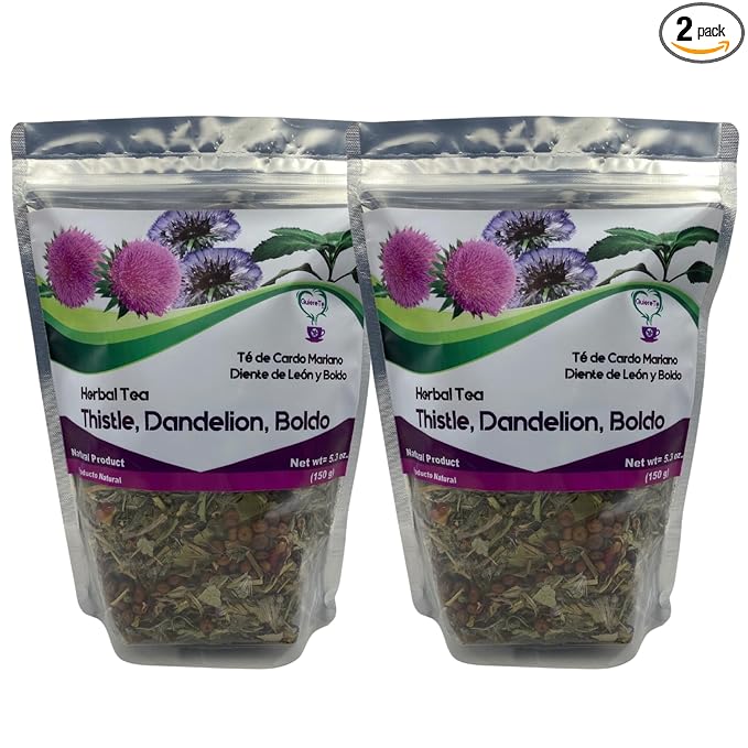 Cardo Mariano Milk Thistle Dandelion Root Boldo Tea Quiere Te 100% Natural Herbal Tea for Liver Detox Support Cleanse and Digest Non-GMO Sugar Free Caffeine-Free Up to 200 Cups Combo2 Bags