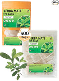 Yerba Mate Tea - Green Cut &amp Sifted - Unsmoked Energy Boost - 300 Tea Bags - Packed with Nutrients - Your Perfect Coffee Replacement