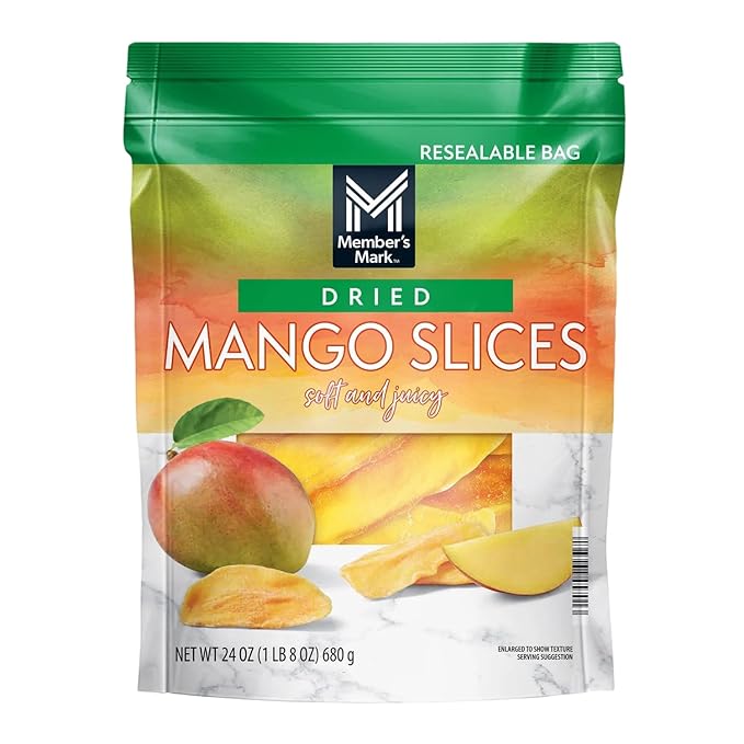 (Pack of 2)(Total of 48oz) Member's M Dried Mango Soft and juicy Resealable bag 24oz