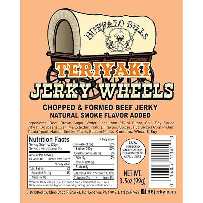 Buffalo Bills Teriyaki Beef Jerky Wheels (Circles) - Three 3.5oz Packs