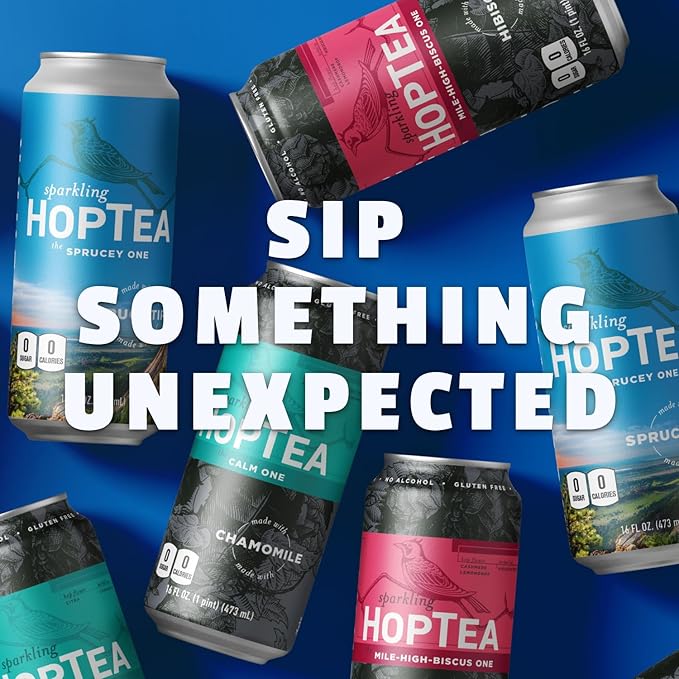 HOPLARK Sparkling HopTea – The RELAX PACK – Tall 16fl oz cans (Pack of 12) – Sampler Variety Pack with Chamomile Hibiscus and Spruce Tips – Zero Calorie – Unsweetened