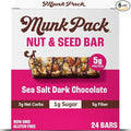 Munk Pack Nut &amp Seed Snack Bars - 5g Protein 1g Sugar 3g Net Carbs Low Sugar Keto and Gluten Free Snack for Adults and Kids Sea Salt Dark Chocolate – 4.92 oz 24 Pack