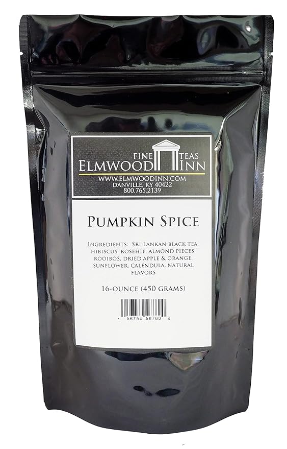 Elmwood Inn Fine Teas Pumpkin Spice Black Tea 16-Ounce Pouch